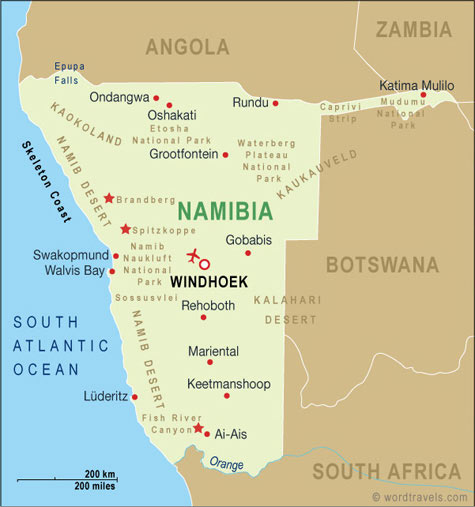 namibie villes carte